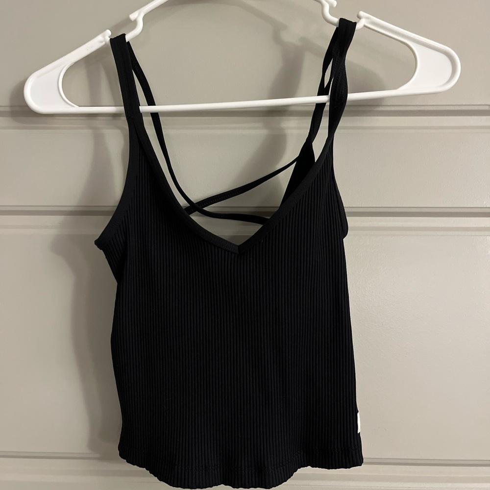 Vuori Black Ribbed Tank Top